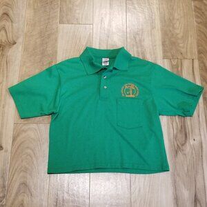 New Orleans Bonsai Society Pocket Polo Shirt S Women Vintage Red Kap Crop Top
